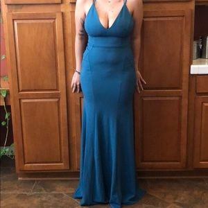 Long teal mermaid dress